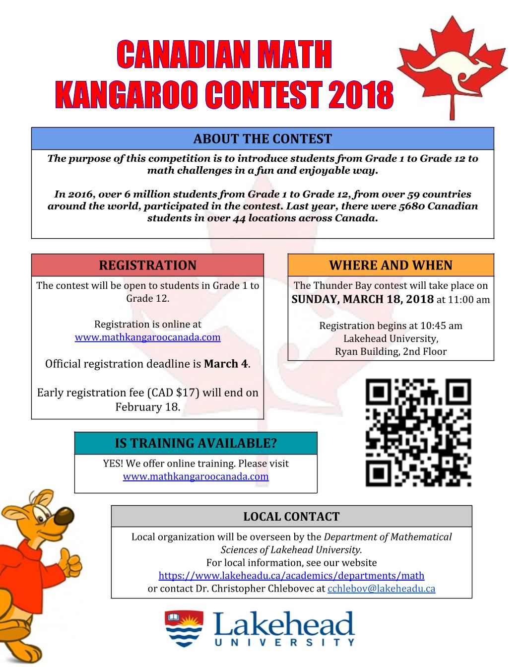 Canadian Math Kangaroo Contest 2018 Lakehead University
